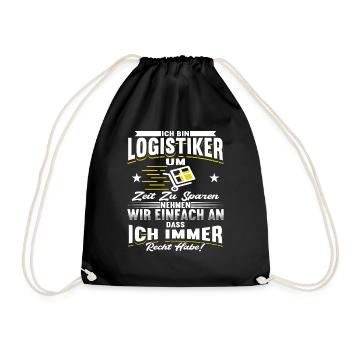 Logistiker Logistik lustiger Spruch Lagerist - Turnbeutel - Schwarz - Vorne