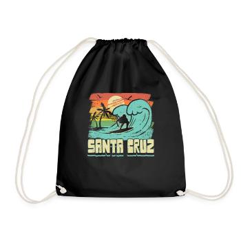 Vintage 70er 80er Retro Surfing Santa Cruz - Turnbeutel - Schwarz - Vorne