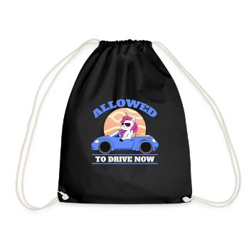 Allowed To Drive Now Driver's License Unicorn Teen - Turnbeutel - Schwarz - Vorne