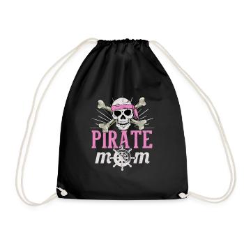 Pirate Mom Caribbean Freebooter Skull Mother - Drawstring Bag - black - Front