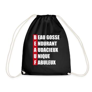 beauf acrostiche | cadeau bien beauf et original - Sac de sport léger - noir - Devant