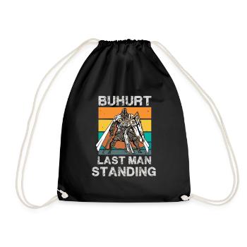 Retro Mittelalter Ritterturnier Tjost Buhurt - Turnbeutel - Schwarz - Vorne
