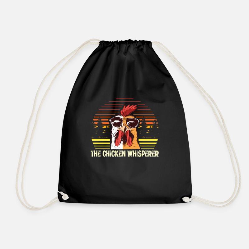 The Chicken Whisperer Funny Chicken Farmer - Drawstring Bag - black