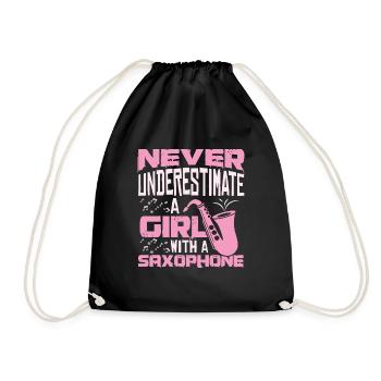 Saxophone Girl - Drawstring Bag - black - Front