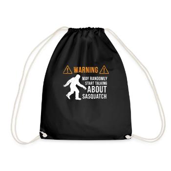 Sasquatch Warning Shirt Bigfoot Gift Sasquatching - Drawstring Bag - black - Front
