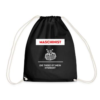 Maschinist Freiwillige Feuerwehr Saufen Geschenk - Turnbeutel - Schwarz - Vorne