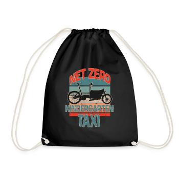 Vintage Lastenrad Cargo Bike Kindergarten Taxi - Turnbeutel - Schwarz - Vorne