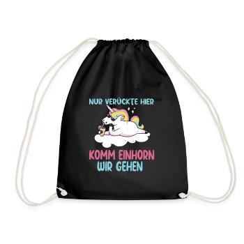 Unicorn Only Crazy Here Unicorn Panda - Turnbeutel - Schwarz - Vorne