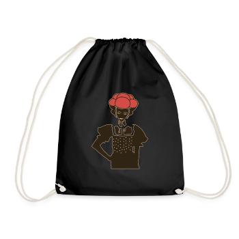 Mädchen Silhouette Geschenk Schwarzwald Bollenhut - Turnbeutel - Schwarz - Vorne