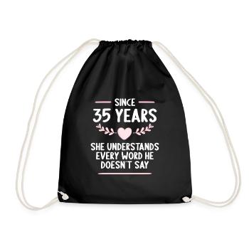 35 Jahre verheirtatet 35. Hochzeitstag - Turnbeutel - Schwarz - Vorne