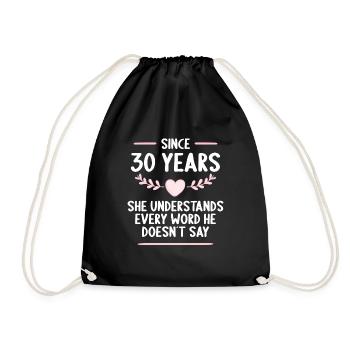 30 years married 30th wedding anniversary - Drawstring Bag - black - Front