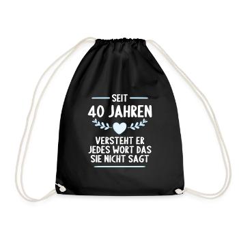 40 Jahre verheirtatet 40. Hochzeitstag - Turnbeutel - Schwarz - Vorne