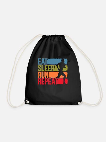 Eat Sleep Run Repeat Marathon Läufer Laufen - Turnbeutel - Schwarz