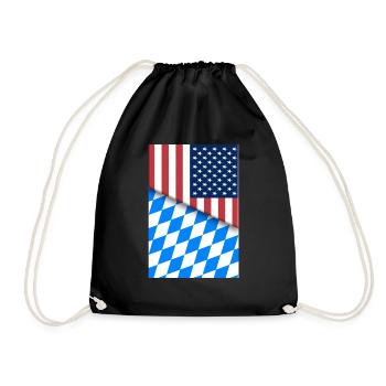USA Bavaria Bavarian Flag Dual Citizen American - Drawstring Bag - black - Front