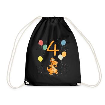 4th birthday children's birthday 4 years - Drawstring Bag - black - Front
