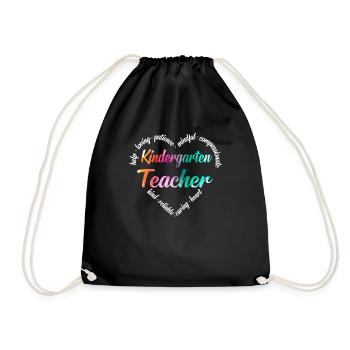 Kindergarten Teacher Heart Word - Turnbeutel - Schwarz - Vorne