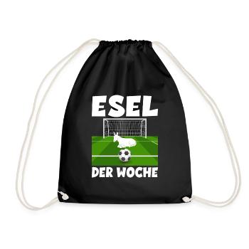 Esel der Woche Torwart Spieler und Fußball - Turnbeutel - Schwarz - Vorne