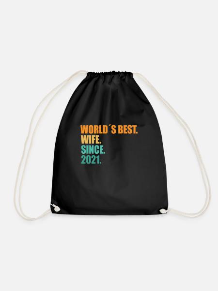 Best Wife since 2021 1st Wedding Anniversary - Drawstring Bag - black