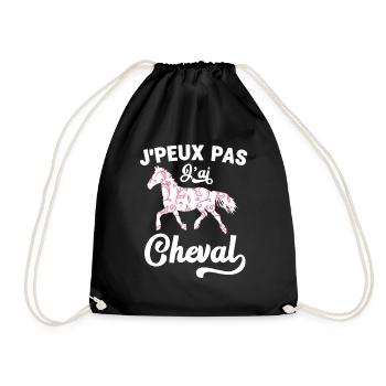 J'Peux Pas J'ai Cheval Humour Fille Équitation - Sac de sport léger - noir - Devant