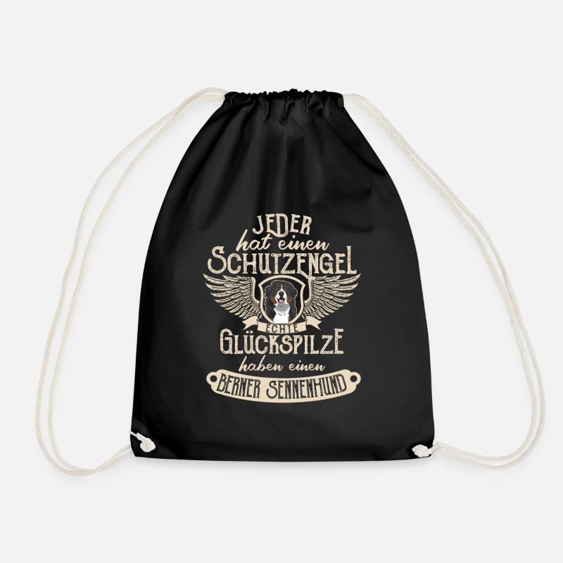 Berner Sennenhund mit Schutzengel Spruch - Turnbeutel - Schwarz