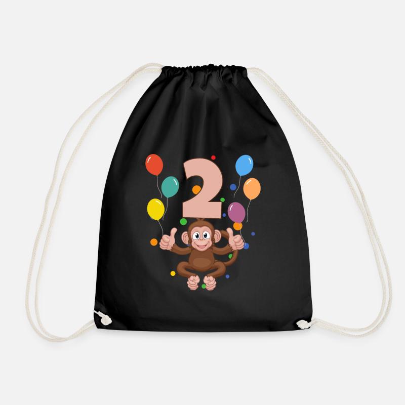 2. Geburtstag Kindergeburtstag 2 Jahre Affe - Turnbeutel - Schwarz