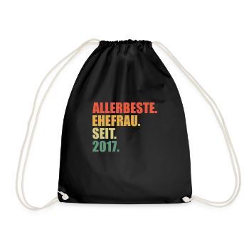 Beste Ehefrau seit 2017 4. Hochzeitstag - Turnbeutel - Schwarz - Vorne
