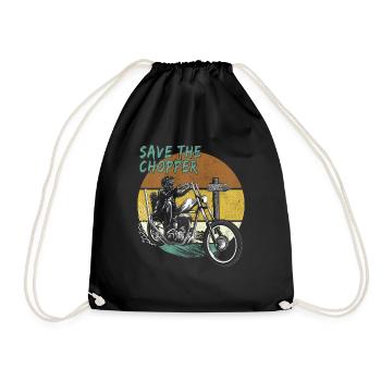 Save The Chopper Cooles Bikershirt - Turnbeutel - Schwarz - Vorne