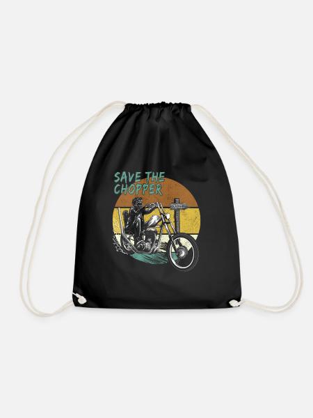 Save The Chopper Cooles Bikershirt - Turnbeutel - Schwarz