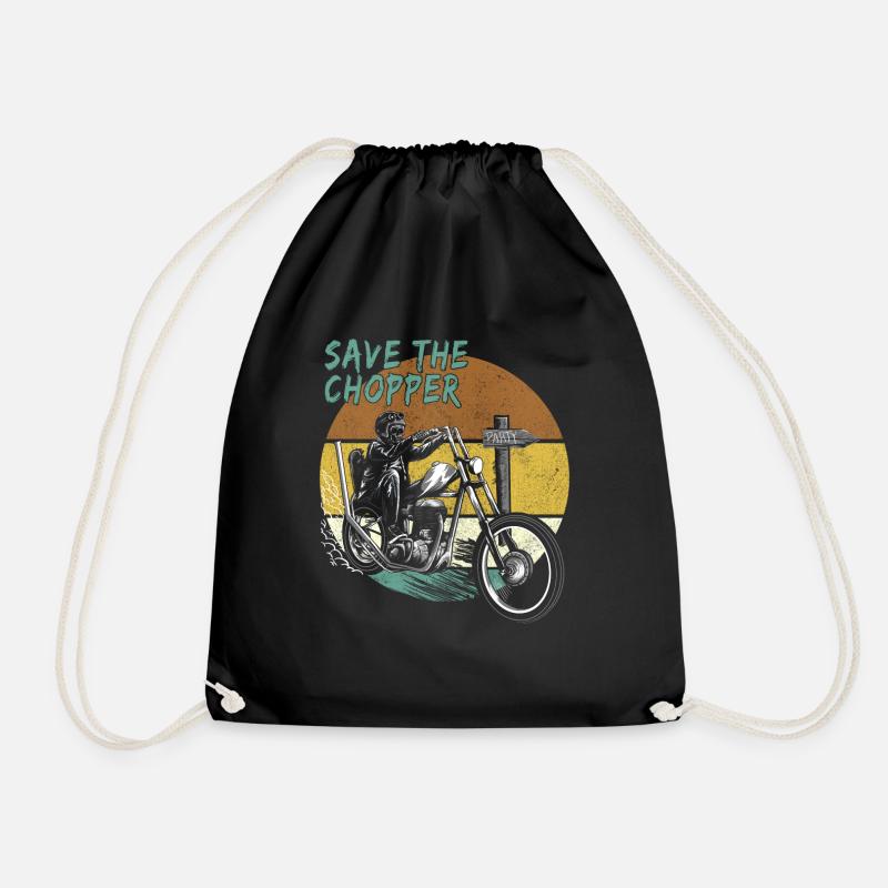 Save The Chopper Cooles Bikershirt - Turnbeutel - Schwarz