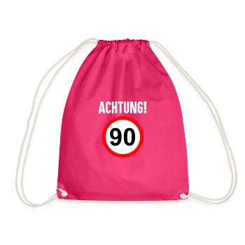 90 Jahre Geschenk 90. Geburtstag - Turnbeutel - Fuchsia - Vorne