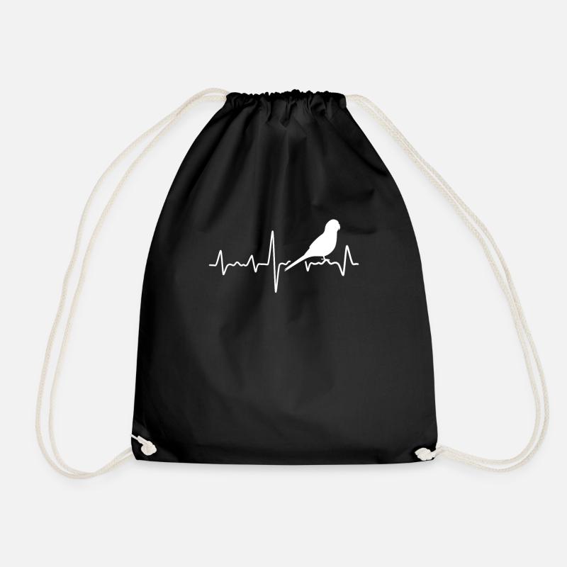 Budgerigar Heartbeat ECG Budgerigars - Drawstring Bag - black