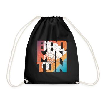 Colorful design badminton with badminton - Drawstring Bag - black - Front