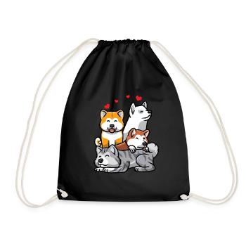 Akita Inu - Drawstring Bag - black - Front