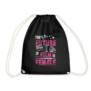 The future of film is female, camera woman, - Drawstring Bag - black - Front