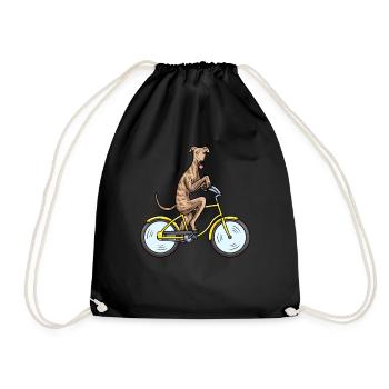 Galgo espanol Hund mit Fahrrad - Turnbeutel - Schwarz - Vorne