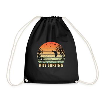 Kite Surf Kitesurfen Kitesurf Kiten Kitebording - Turnbeutel - Schwarz - Vorne