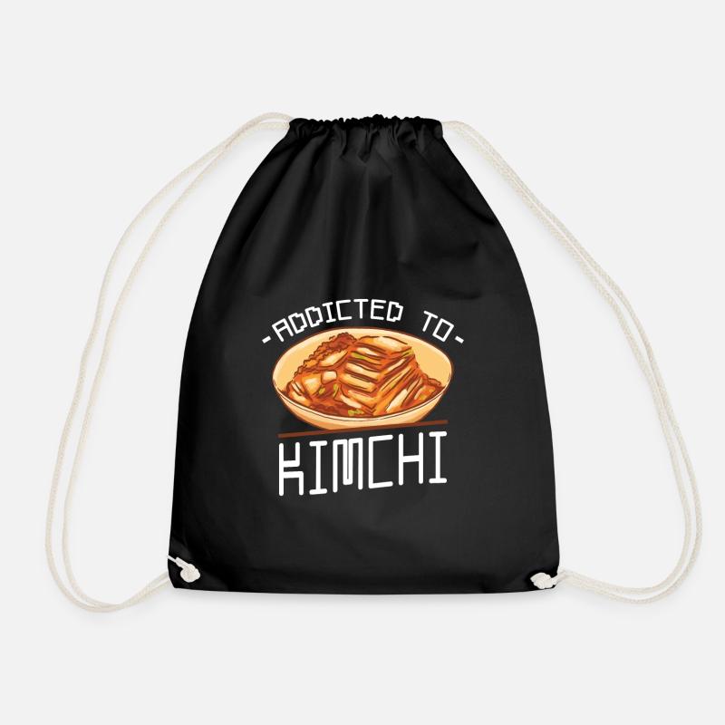 Kimchi Funny Addicted to kimchi - Drawstring Bag - black