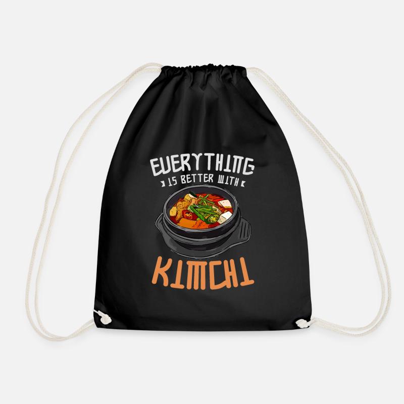 Kimchi Funny Everything is better with kimchi - Drawstring Bag - black