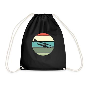 Trompete Trompeter Blasorchester Retro Geschenk - Turnbeutel - Schwarz - Vorne
