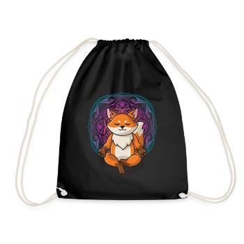 Fuchs Yoga Mandala Spirituell yoga damen spruch - Turnbeutel - Schwarz - Vorne