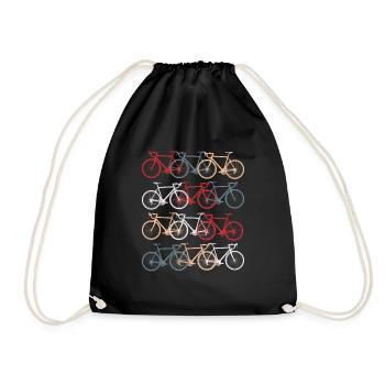 Fahrrad bunte Fahrräder hobby - Turnbeutel - Schwarz - Vorne