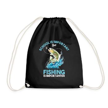 Children Fishing Boys Fishing Girls Angler School - Drawstring Bag - black - Front