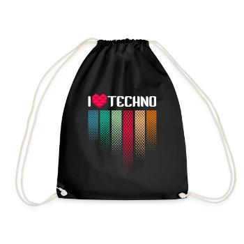 I Love Techno Musik Raver - Turnbeutel - Schwarz - Vorne