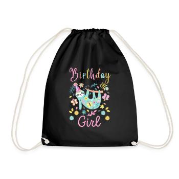 Fille Anniversaire Paresseux Floral Paresseux Amoureux - Sac de sport léger - noir - Devant