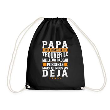 Papa Le Meilleur C'est Nous Fille Fils Homme Humou - Turnbeutel - Schwarz - Vorne