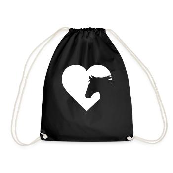 Horse Heart Horseback Riding Travel Graphic Gift - Drawstring Bag - black - Front