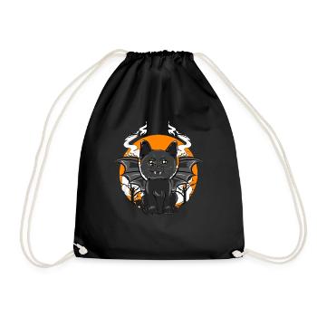 Halloween Black Bat Cat Costume - Drawstring Bag - black - Front