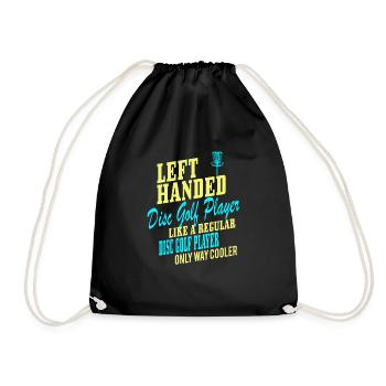 Discgolf Lustig Retro Linkshänder - Turnbeutel - Schwarz - Vorne