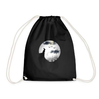 Halloween Mond Hase Häschen Geschenk - Turnbeutel - Schwarz - Vorne