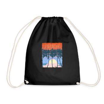 Retro Phuket Thailand Beach Vacation Souvenir - Drawstring Bag - black - Front